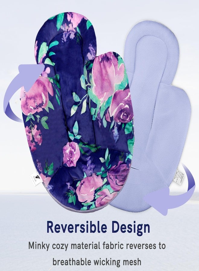 TANOFAR Infant Insert, Newborn Head & Body Support Insert Cushion for Newborn to Toddler, Compatible with 4Moms MamaRoo and RockaRoo Swing, Reversible Design, Soft Breathable, Purple Flower - Image 4